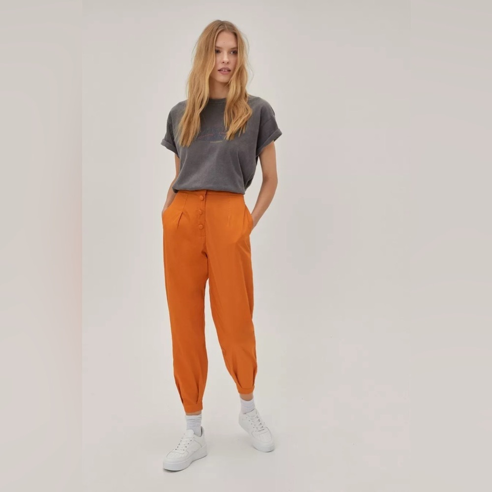 NWT Nasty Gal Peg Leg Burnt Orange Cotton Pants US4